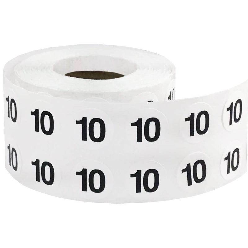 InStockLabels.com 1/2" Inch Number 10 Stickers, Semi-Gloss White Round Labels with Black Text, 1000 Labels on a Roll, Perfect for Home Organization and Office Management, Permanent Adhesive - Image 2